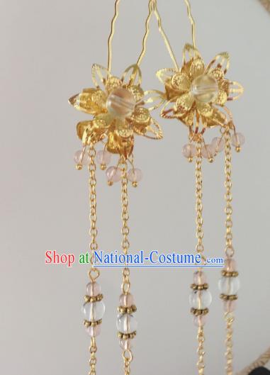 Traditional Chinese Ancient Hair Accessories Hair Clip Golden Tassel Step Shake Hanfu Hairpins for Women