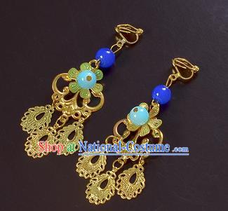 Handmade Bride Wedding Ear Accessories Hanfu Golden Tassel Earrings for Women