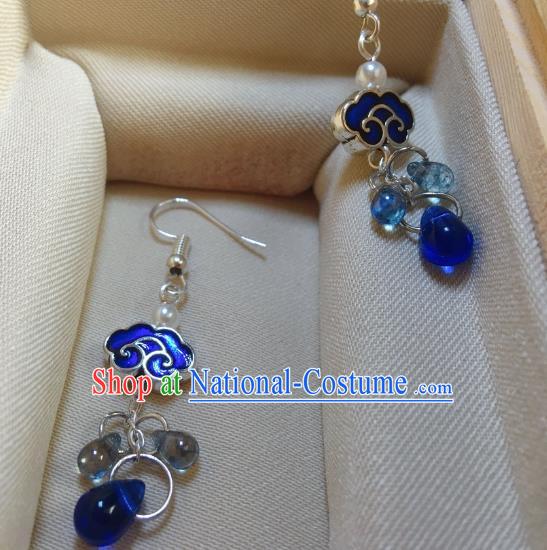 Traditional Chinese Ancient Jewelry Accessories Blueing Auspicious Clouds Earrings Eardrop for Women