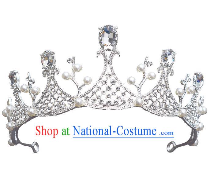 Handmade Bride Wedding Hair Accessories Princess Crystal Hair Clasp Royal Crown for Women