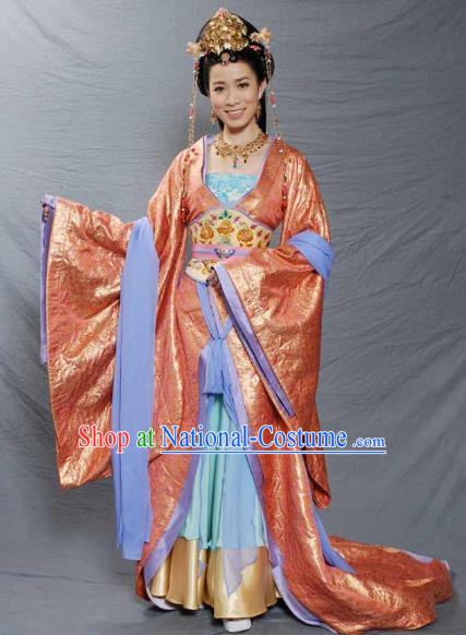 Traditional Chinese Ancient Princess Tang Dynasty Palace Lady Embroidered Replica Costume for Women