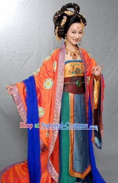 Traditional Chinese Tang Dynasty Imperial Consort Wei of Li Shimin Embroidered Replica Costume for Women