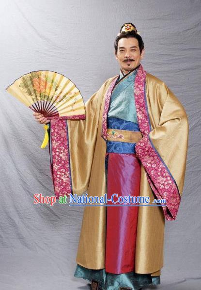 Ancient Chinese Tang Dynasty Ministry Councillor Businessman Replica Costume for Men