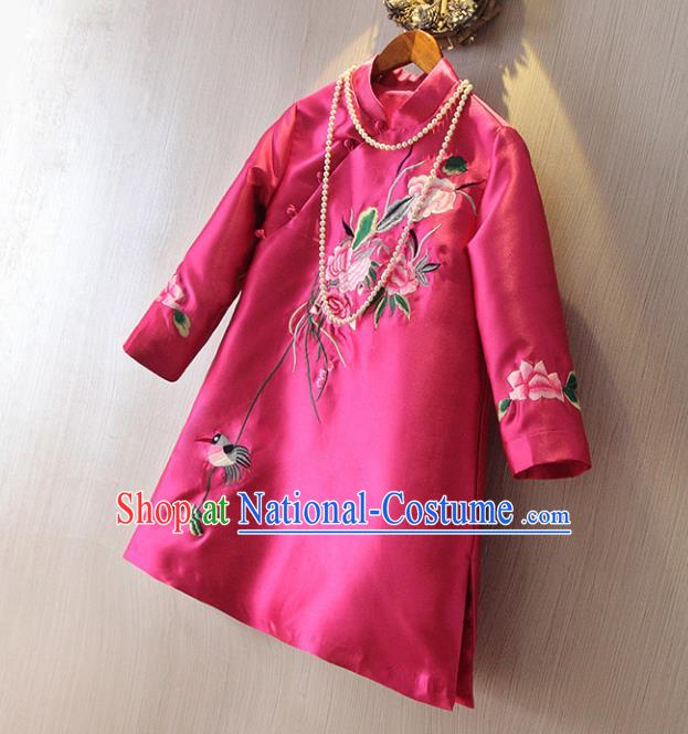 Traditional Ancient Chinese Young Women Cheongsam Dress Republic of China Tangsuit Stand Collar Blouse Dress Tang Suit Clothing