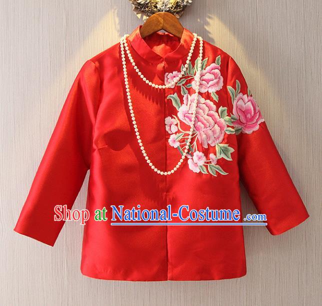 Chinese Traditional National Cheongsam Upper Outer Garment Tangsuit Qipao Embroidered Jacket for Women