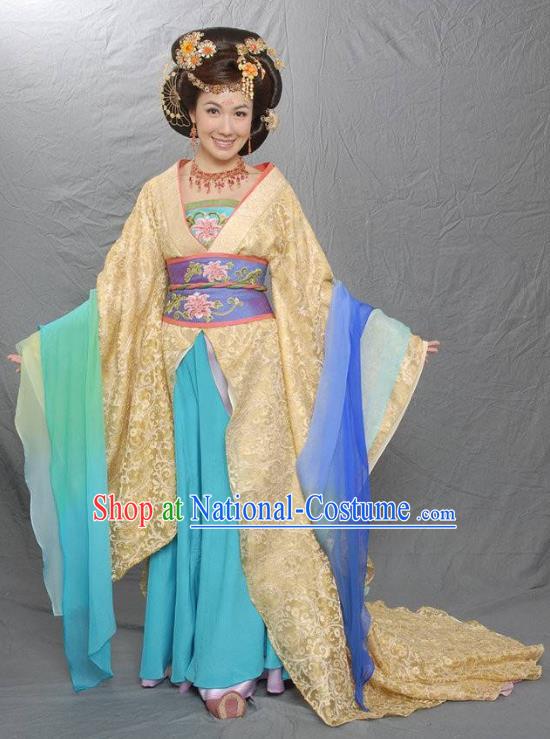 Chinese Ancient Tang Dynasty Imperial Concubine Xian Embroidered Replica Costume for Women