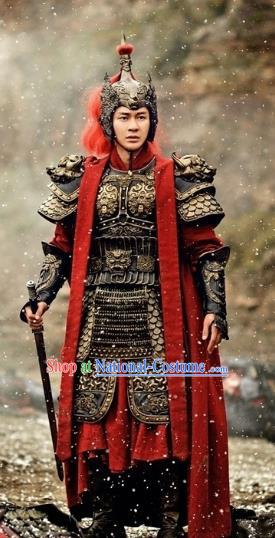 Chinese Tang Dynasty General Military Officer Li Mu Replica Costumes Helmet and Armour for Men