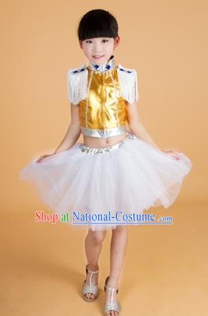 Chinese Classical Stage Performance Modern Dance Costume, Children Jazz Dance Bubble Dress for Kids