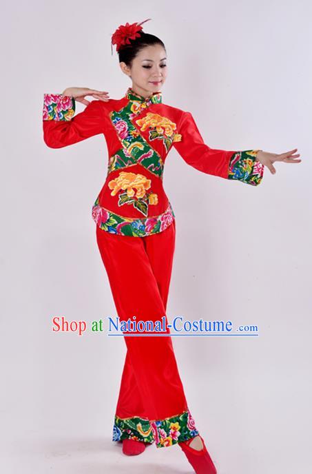 Traditional Chinese Yangge Fan Dance Folk Dance Costume Classical Yangko Dance Modern Dance Dress Clothing