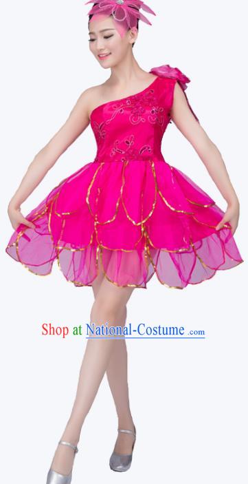 Top Grade Modern Dance Costume, Chorus Singing Group Dance Rosy Dress for Women