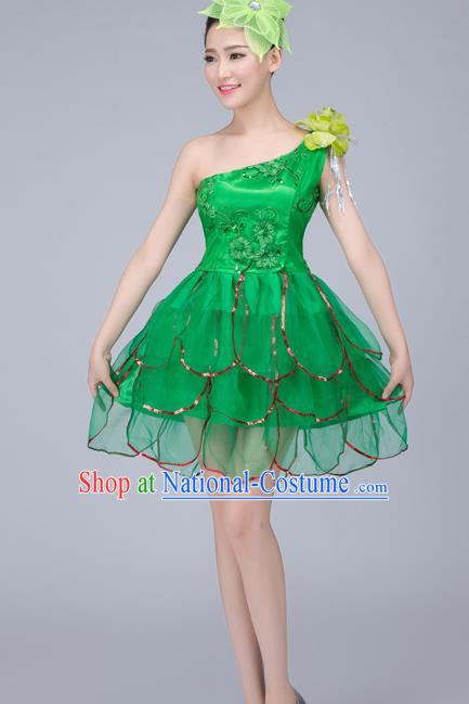 Top Grade Modern Dance Costume, Chorus Singing Group Dance Green Dress for Women