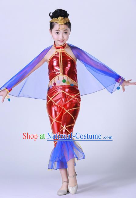 Top Grade Children Modern Dance Costume, Professional Cosplay Mermaid Red Clothing for Kids