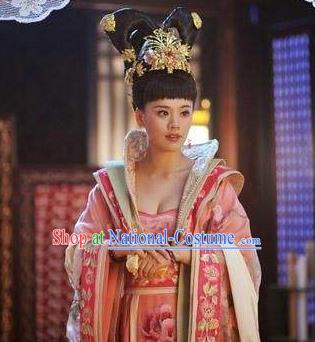 Traditional Chinese Ancient Palace Lady Costume, Tang Dynasty Imperial Consort Helan Minyue Replica Costume for Women