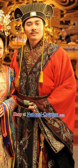 Traditional Chinese Ancient Monarch Costume Tang Dynasty Emperor Li Heng Replica Costume for Men