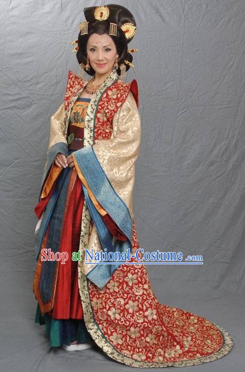 Chinese Tang Dynasty Dowager Concubine Zheng Embroidered Hanfu Dress Ancient Queen Mother Replica Costume for Women