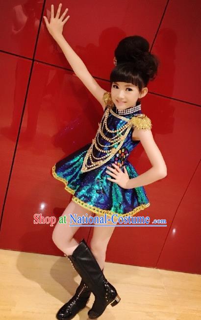 Top Grade Stage Performance Jazz Dance Costume, Professional Compere Modern Dance Dress for Kids