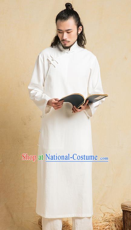 Top Grade Kung Fu Costume Martial Arts Training White Gown Gongfu Wushu Tang Suit Clothing for Men