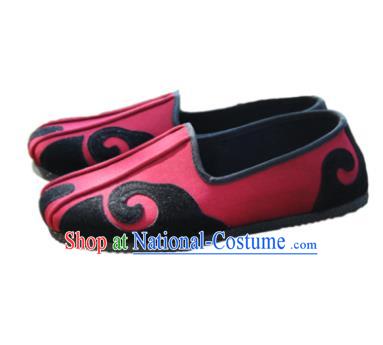 Chinese Traditional Handmade Tai Chi Red Cloth Shoes Martial Arts Shoes Kung Fu Shoes for Men