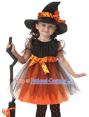 Top Grade Stage Performance Costume, Professional Halloween Cosplay Witch Dress for Kids