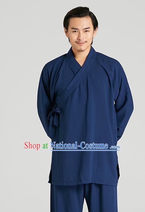 Top Grade Kung Fu Costume Martial Arts Training Blue Suits Gongfu Wushu Tang Suit Clothing for Men