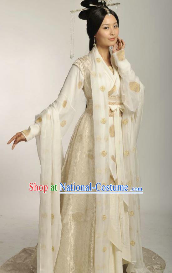 Ancient Chinese Han Dynasty Beauty Hanfu Dress Concubine Li Embroidered Replica Costume for Women