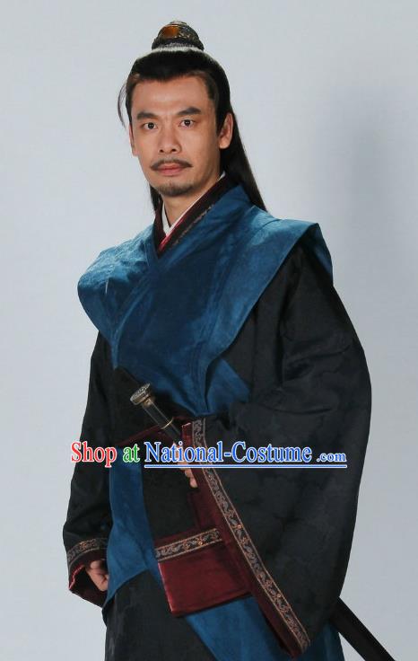 Traditional Chinese Ancient Warring States Period Qin State Prince Chu Liji Replica Costume for Men