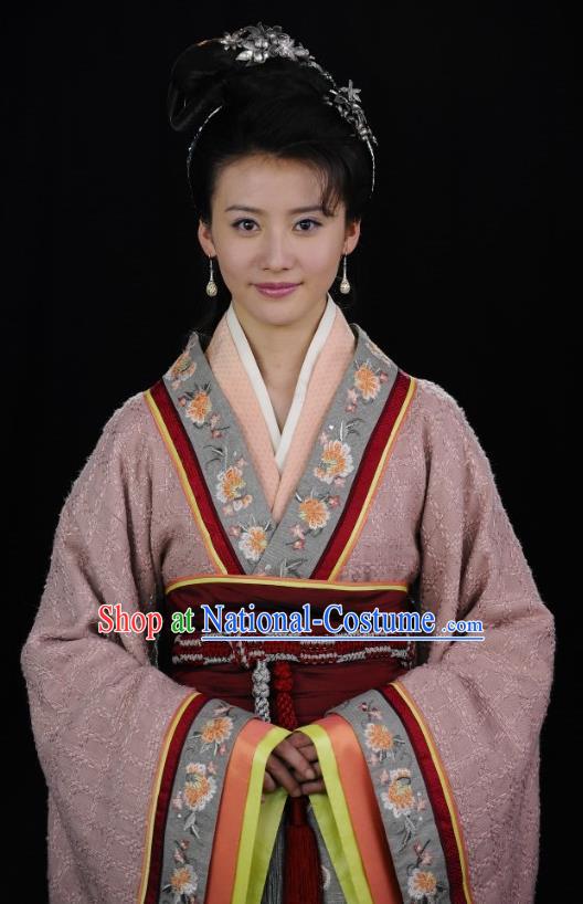 Traditional Chinese Ancient Warring States Period Palace Lady Zheng Dan Hanfu Red Dress Embroidered Replica Costume for Women