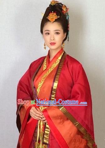 Traditional Chinese Ancient Chu Kingdom Imperial Concubine Ju Hanfu Dress Embroidered Replica Costume for Women