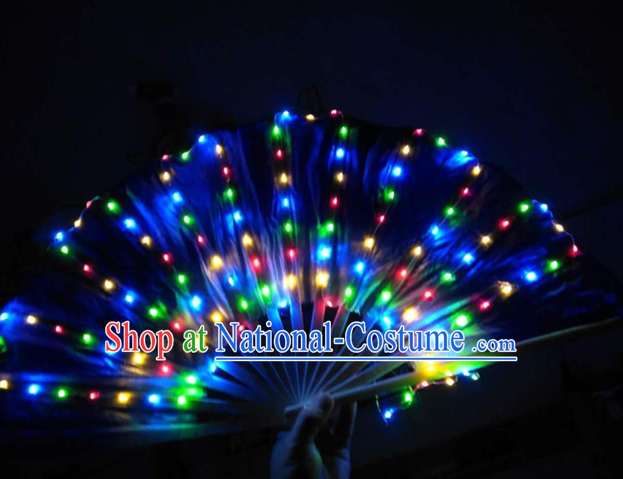 Professional Stage Performance LED Fans Pure Silk Hands Props