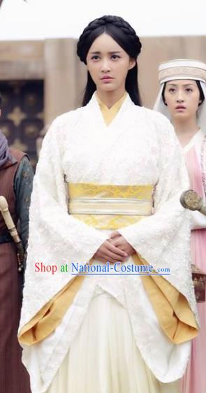 Chinese Ancient Han Dynasty Princess Jie You Hanfu Embroidered Replica Costume for Women