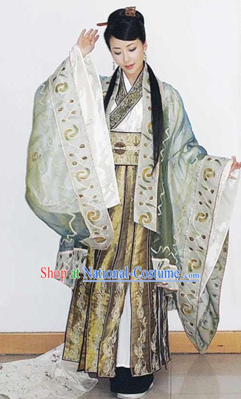 Chinese Ancient Han Dynasty Empress Lv Zhi Replica Costume Queen Hanfu Dress for Women