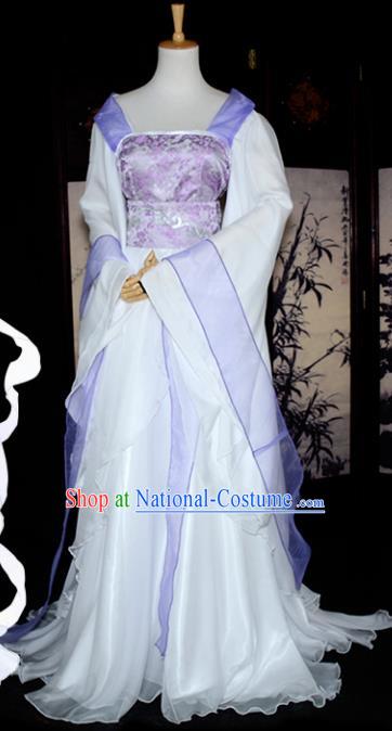 Chinese Ancient Palace Princess Costume Cosplay Swordswoman Purple Dress Hanfu Clothing for Women