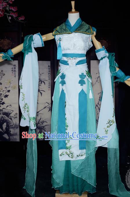 Chinese Ancient Female Knight Embroidered Costume Cosplay Swordswoman Dress Hanfu Clothing for Women