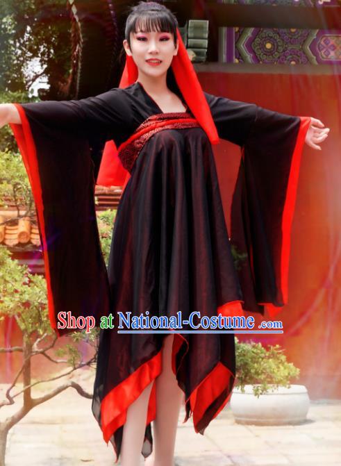 Chinese Ancient Young Lady Costume Cosplay Female Swordsman Black Dress Hanfu Clothing for Women