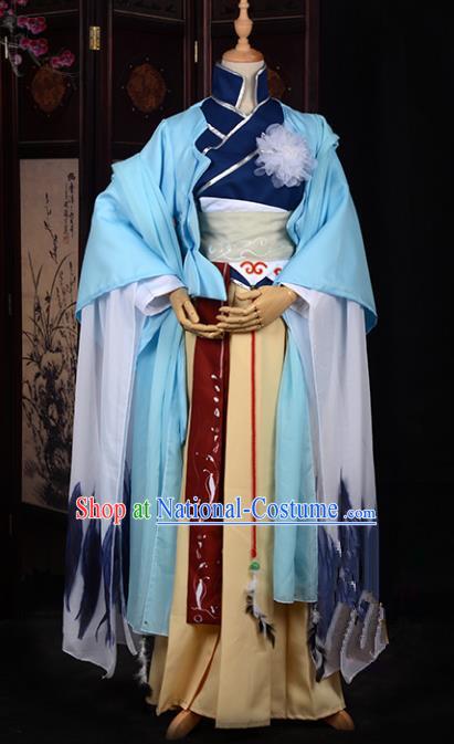 Chinese Ancient Swordswoman Costume Cosplay Tang Dynasty Heroine Dress Hanfu Clothing for Women