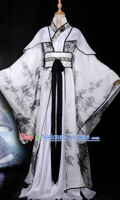 Chinese Ancient Palace Princess Costume Cosplay Tang Dynasty Swordswoman Printing Bamboo Dress Hanfu Clothing for Women