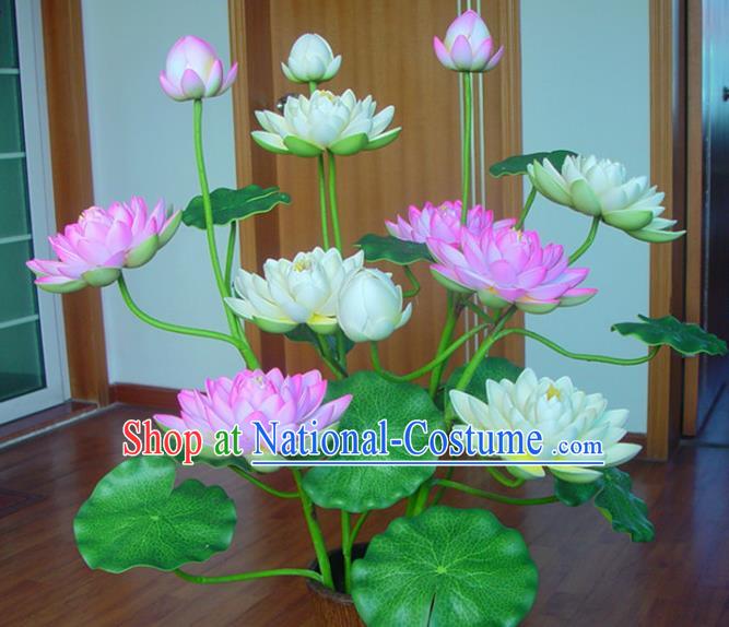 Traditional Handmade Chinese Lotus Flowers Lanterns Electric Lamps Buddhism Desk Lamp