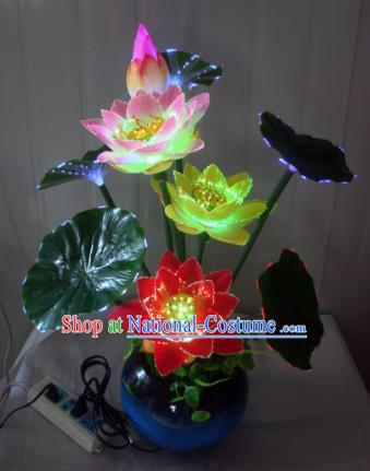 Traditional Handmade Chinese Lotus Lanterns Electric LED Lights Lamps Desk Lamp Decoration