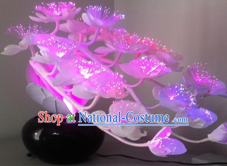 Traditional Handmade Chinese Bonsai Butterfly Orchid Lanterns Electric Rosy LED Lights Lamps Desk Lamp Decoration