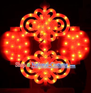 Traditional Handmade Double Chinese Knots Lanterns Spring Festival Electric LED Lights Lamps Hanging Lamp Decoration