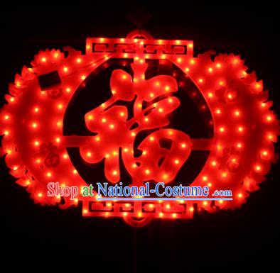 Traditional Handmade Chinese Knots Lanterns Spring Festival Electric Character Fortune LED Lights Lamps Hanging Lamp Decoration