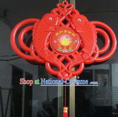 Traditional Handmade Chinese Lanterns Spring Festival Double Fishes Electric LED Lights Lamps Hanging Lamp Decoration