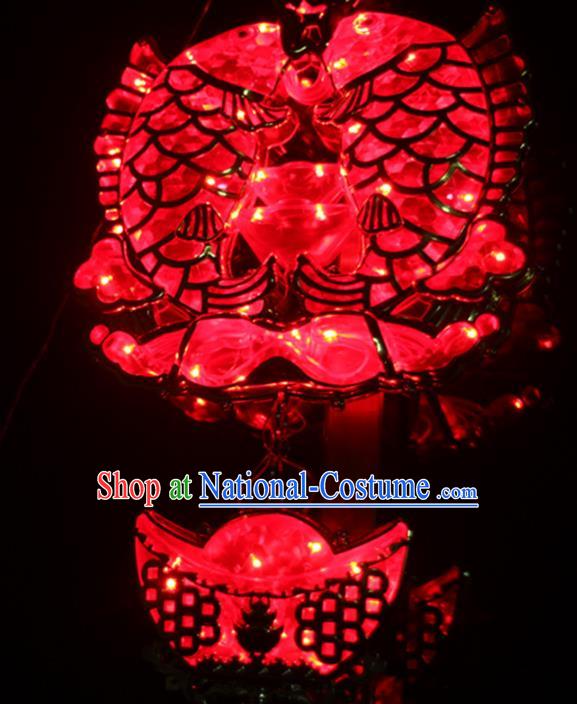 Traditional Handmade Chinese Lanterns Spring Festival Double Fishes Electric LED Lights Lamps Hanging Lamp Decoration