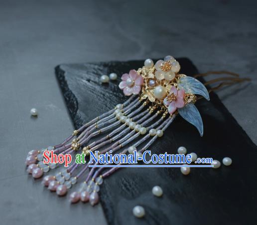 Traditional Chinese Ancient Tassel Step Shake Classical Hair Accessories Handmade Flowers Hairpins for Women