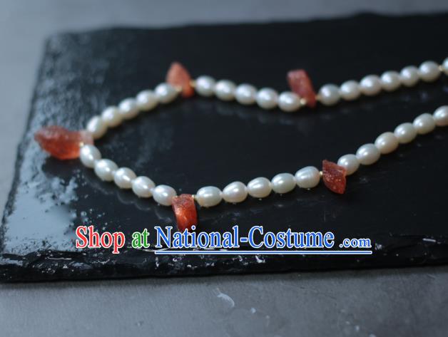 Traditional Chinese Ancient Handmade Pearls Necklet Hanfu Necklace for Women