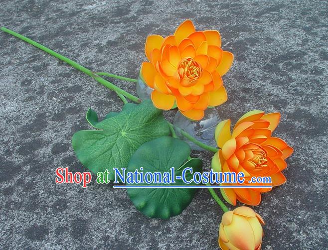 Traditional Handmade Chinese Orange Lotus Decoration Buddhist Temple Decoration