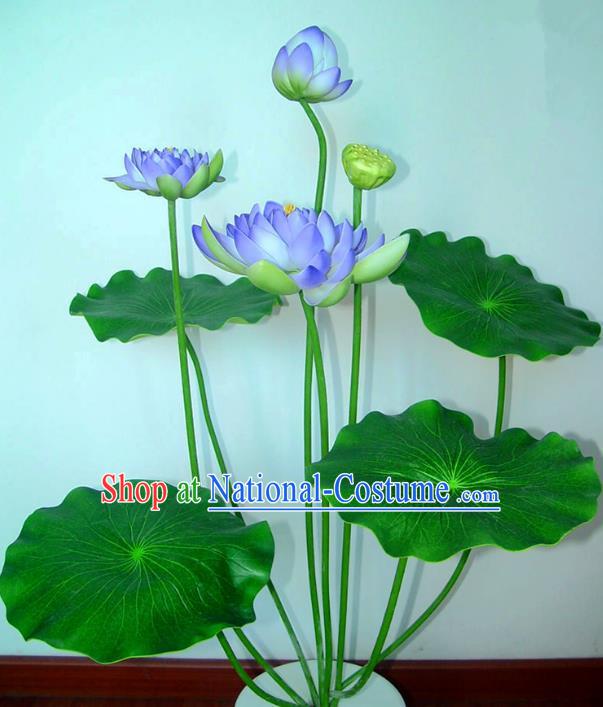 Traditional Handmade Chinese Purple Lotus Bonsai Decoration Buddhist Temple Decoration