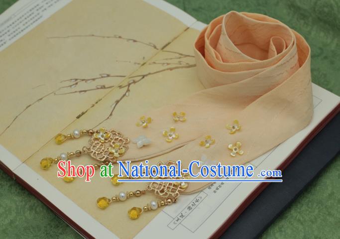 Traditional Chinese Ancient Hair Accessories Handmade Pink Silk Headband Hairpins for Women