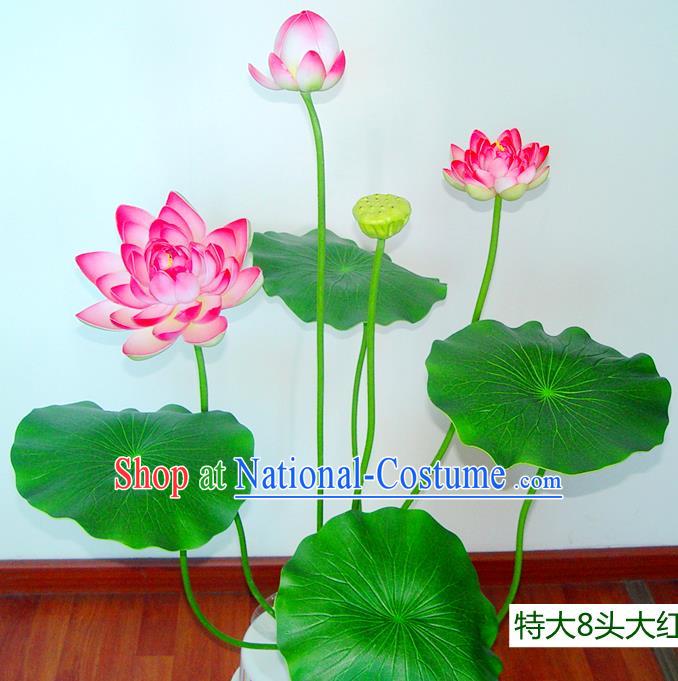 Traditional Handmade Chinese Red Lotus Bonsai Decoration Buddhist Temple Decoration