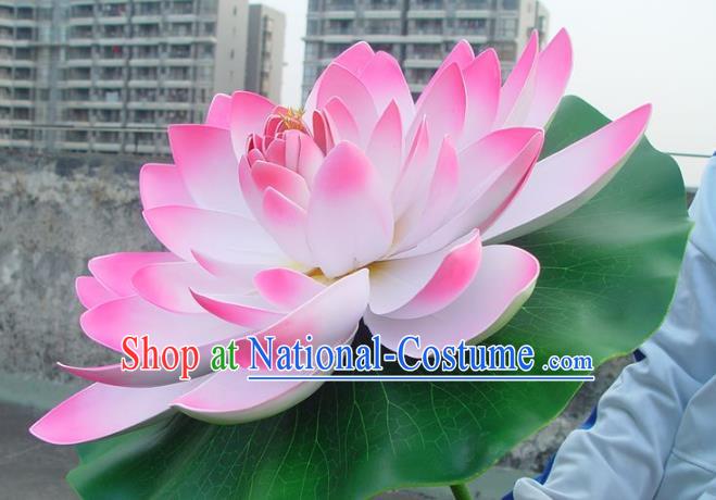 Traditional Handmade Chinese Pink Lotus Props Folk Dance Decoration